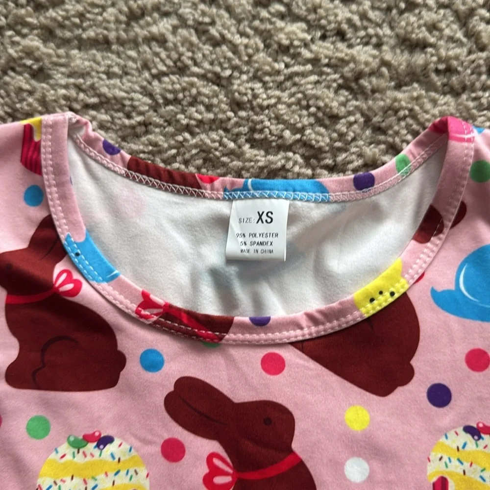 351 NIB FunnyCoKid Girl’s Easter Treats Pajama Dress - Size: XS (3-4Y)‎